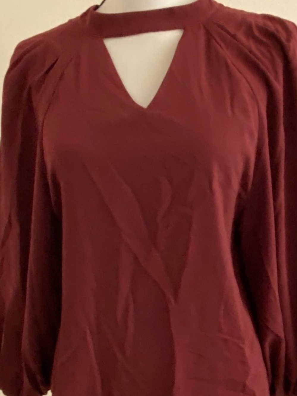 Women's Burgundy Cutout Neck Blouse